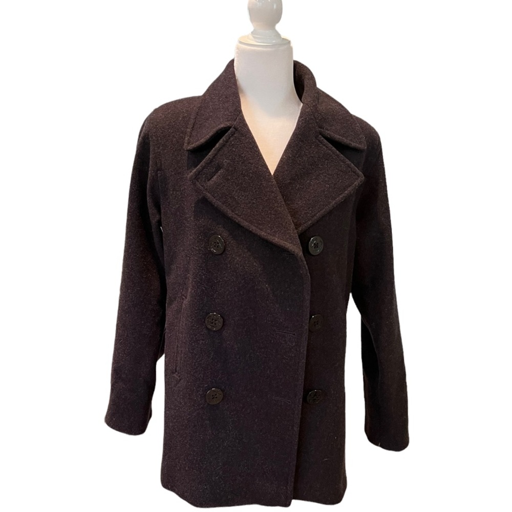 J. Percy Women's Wool Pea Coat With Nautical Buttons 6